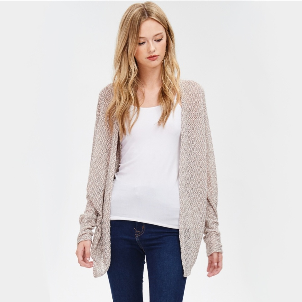 Knit Open Cardigan - Mocha/Cream - Picture 4 of 5
